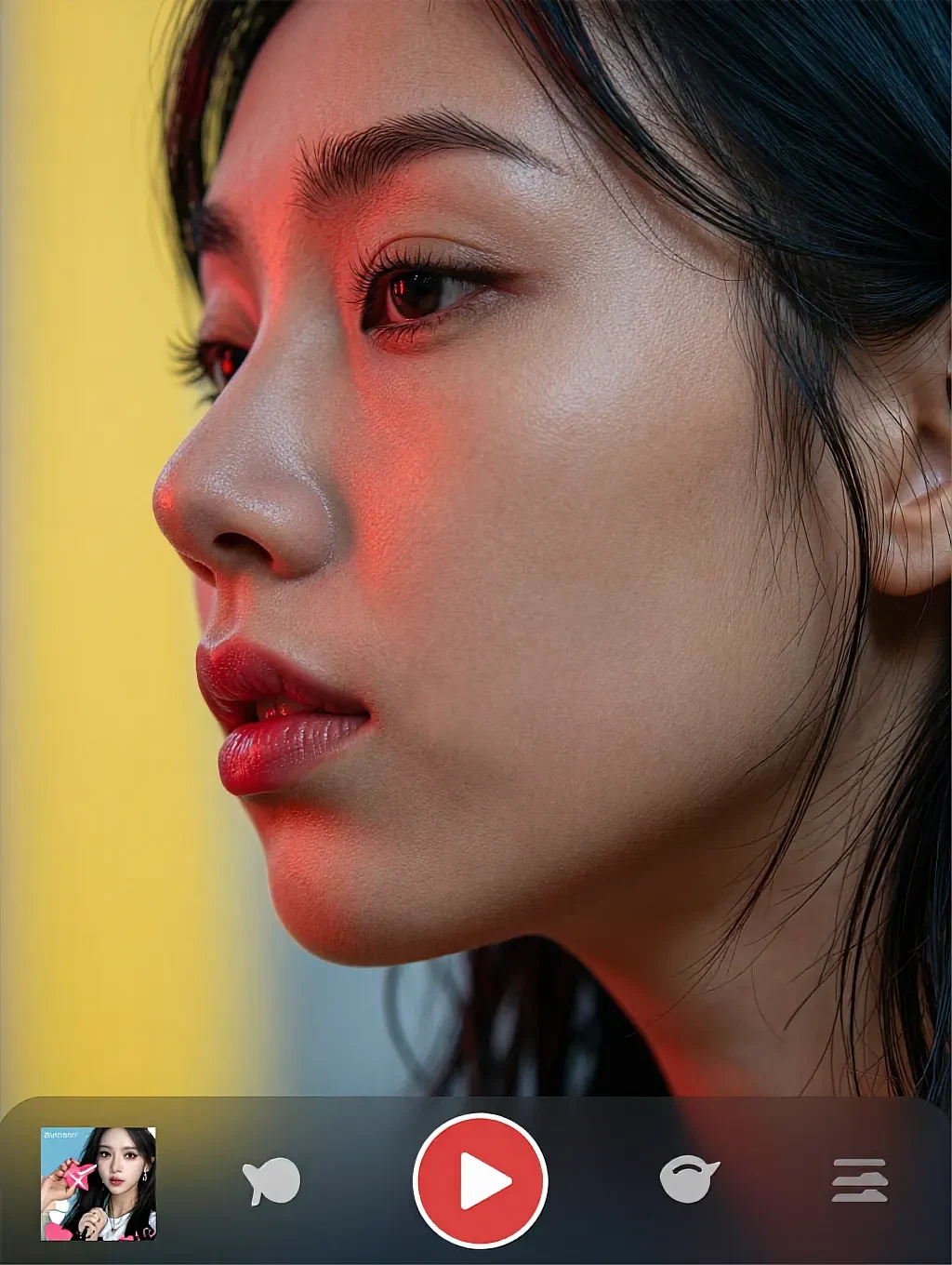 Fictional AI character shown on an Android screen in portrait orientation