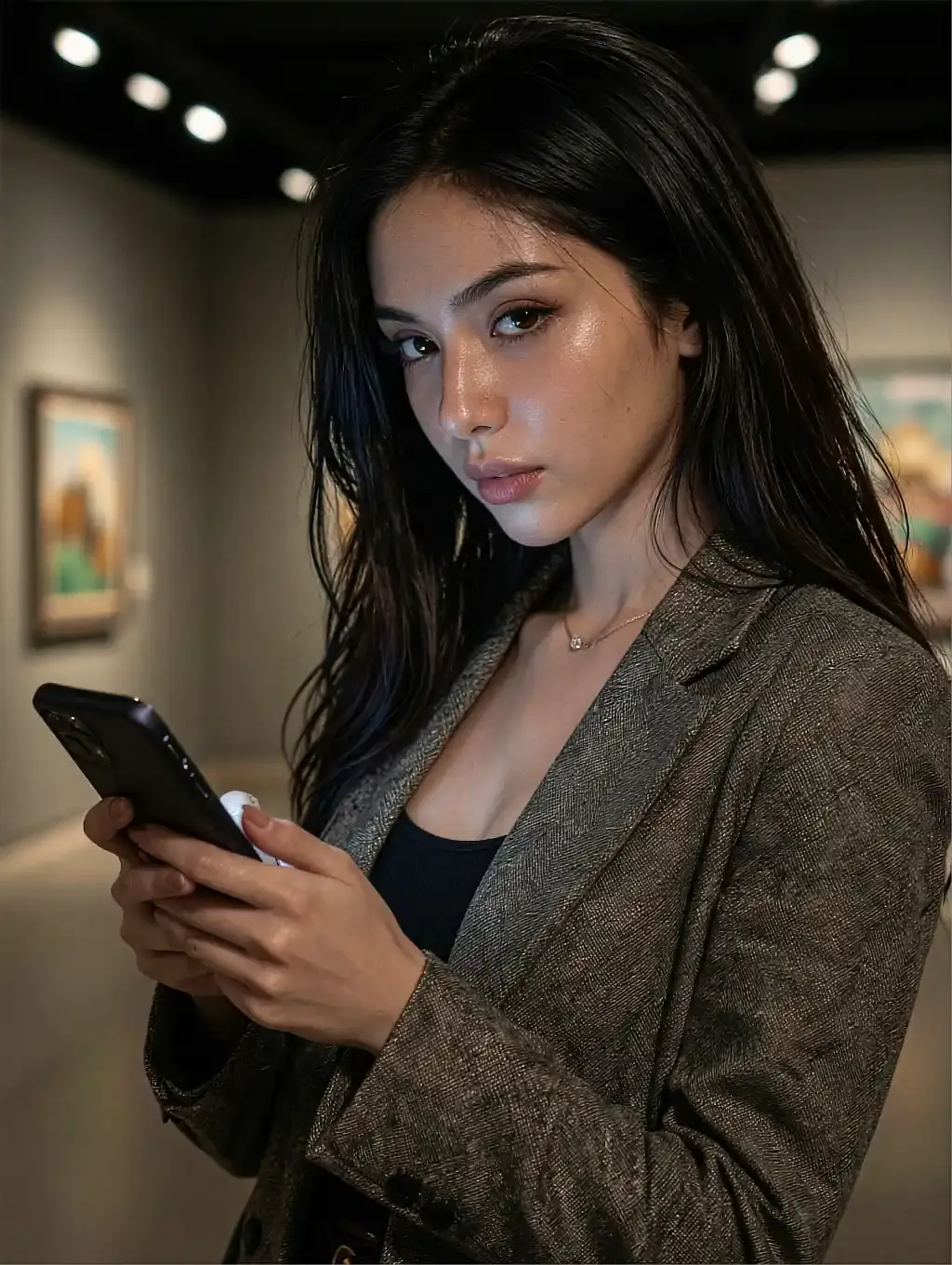 Highest-rated fictional AI character, photographed in warm indoor light